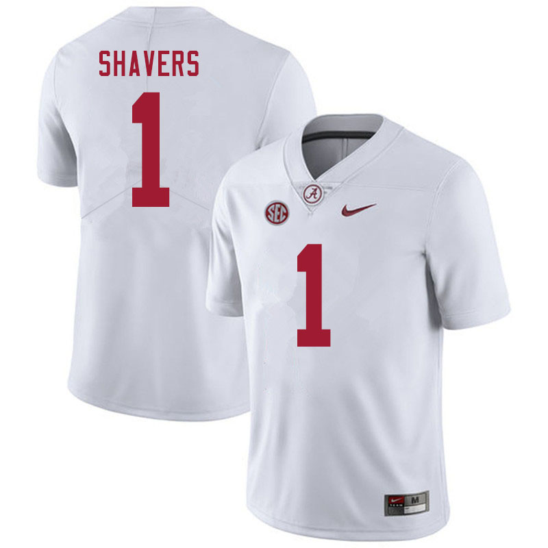 Alabama Crimson Tide Men's Tyrell Shavers #1 White NCAA Nike Authentic Stitched 2020 College Football Jersey EC16R06GR